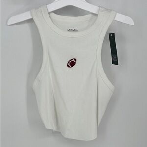 Wild Fable White Crop Tank Top with Football Patch Women’s Medium